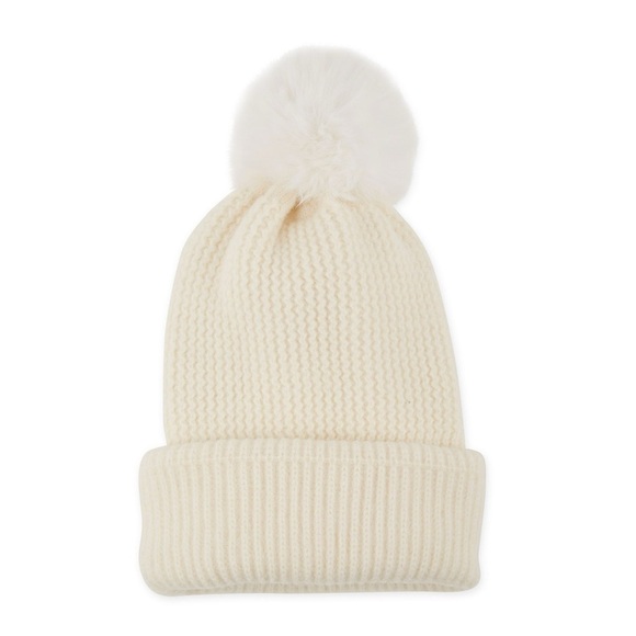 norla canada Accessories - Cozy Winter Warm Cream Knit Pom-Pom Beanie Alpaca Wool Blend Made in Canada